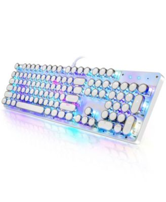 Typewriter Style Wired Mechanical Blue Switches Gaming Keyboard