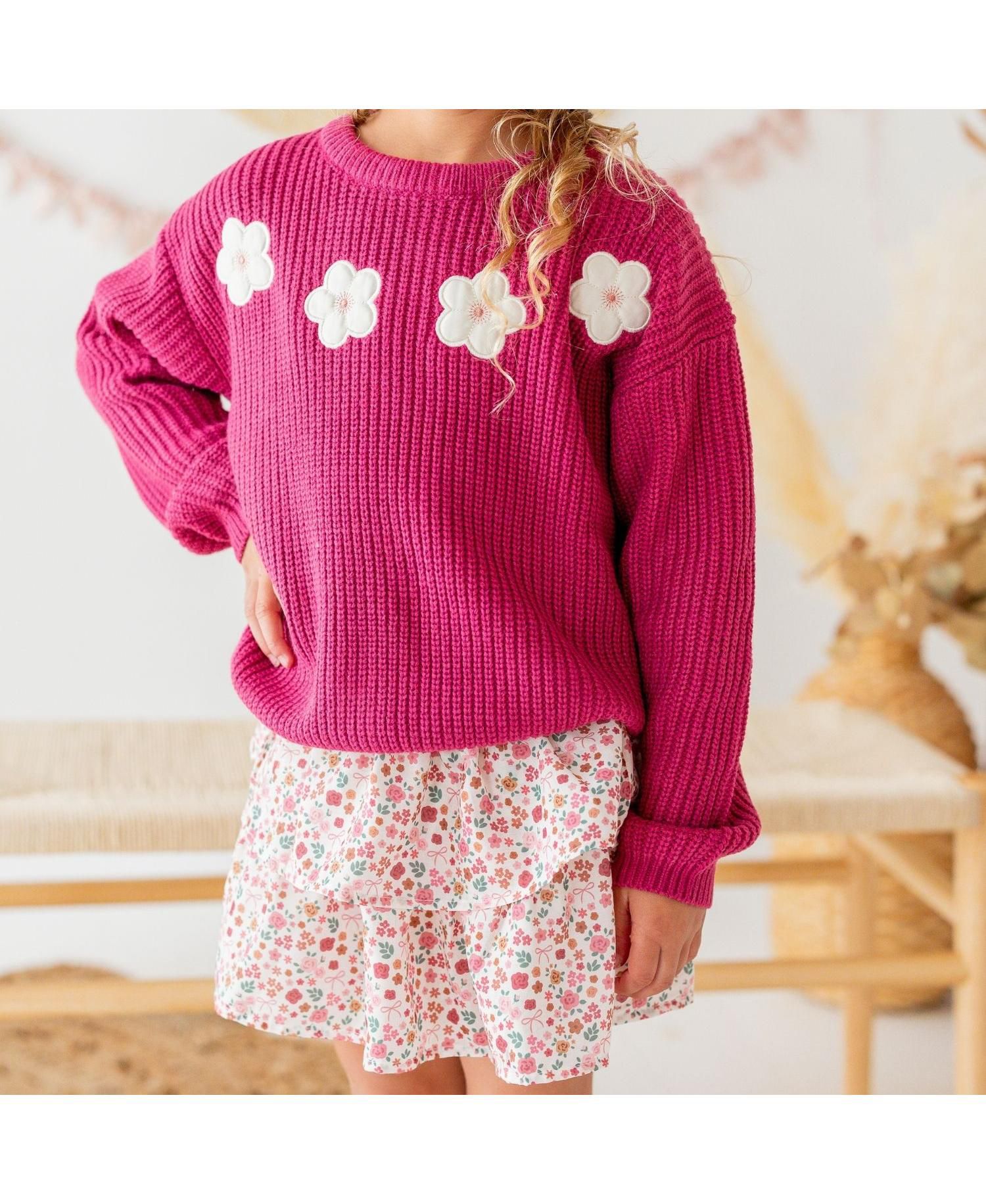 Baby Girls Floral Applique Sweater