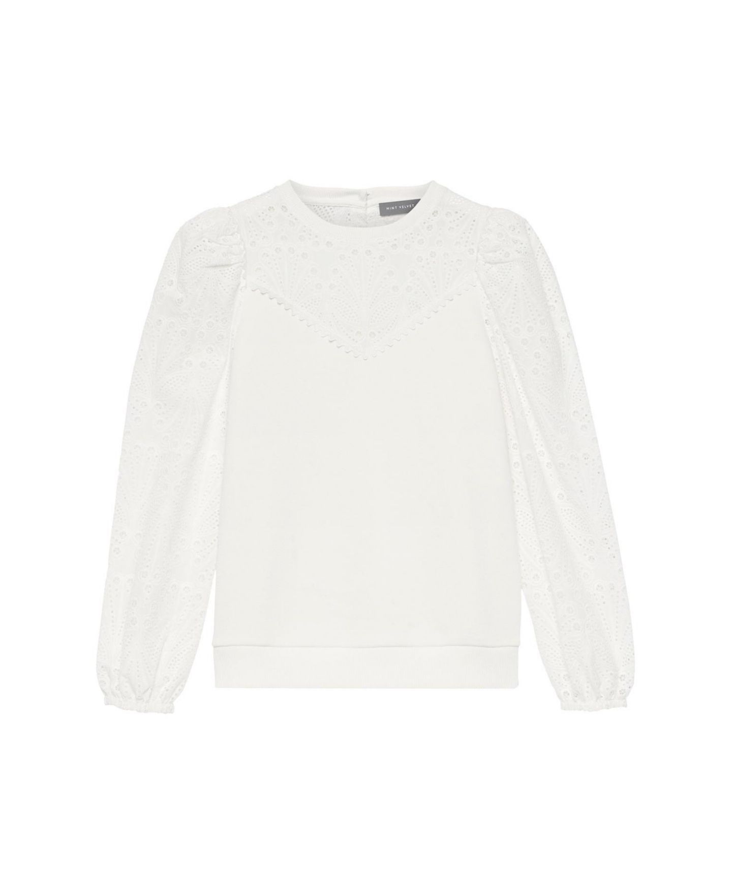 Женская толстовка Mint Velvet Broderie Lace Long-Sleeve Sweatshirt, цвет: Слоновая кость — фото 4