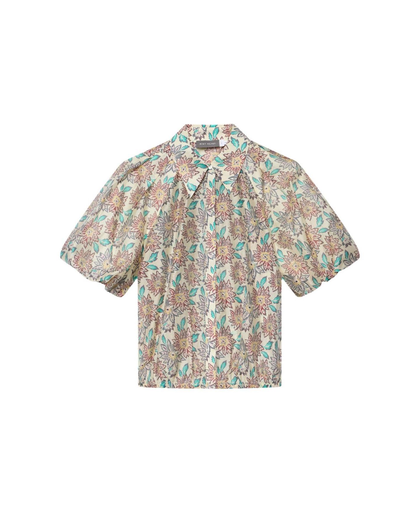 Женская рубашка Mint Velvet Floral-Print Puff-Sleeve, цвет: Бордовый — фото 6