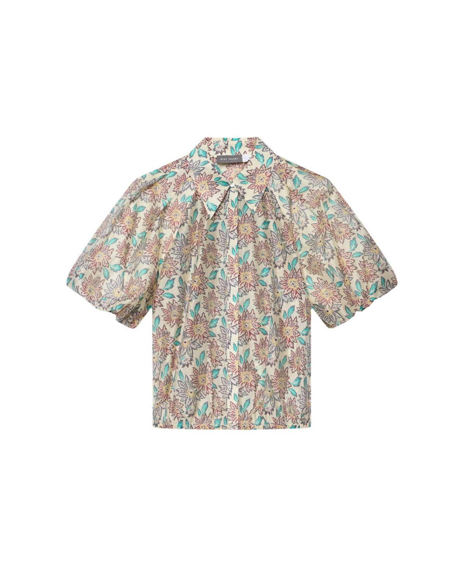 Women's Floral-Print Puff-Sleeve Shirt