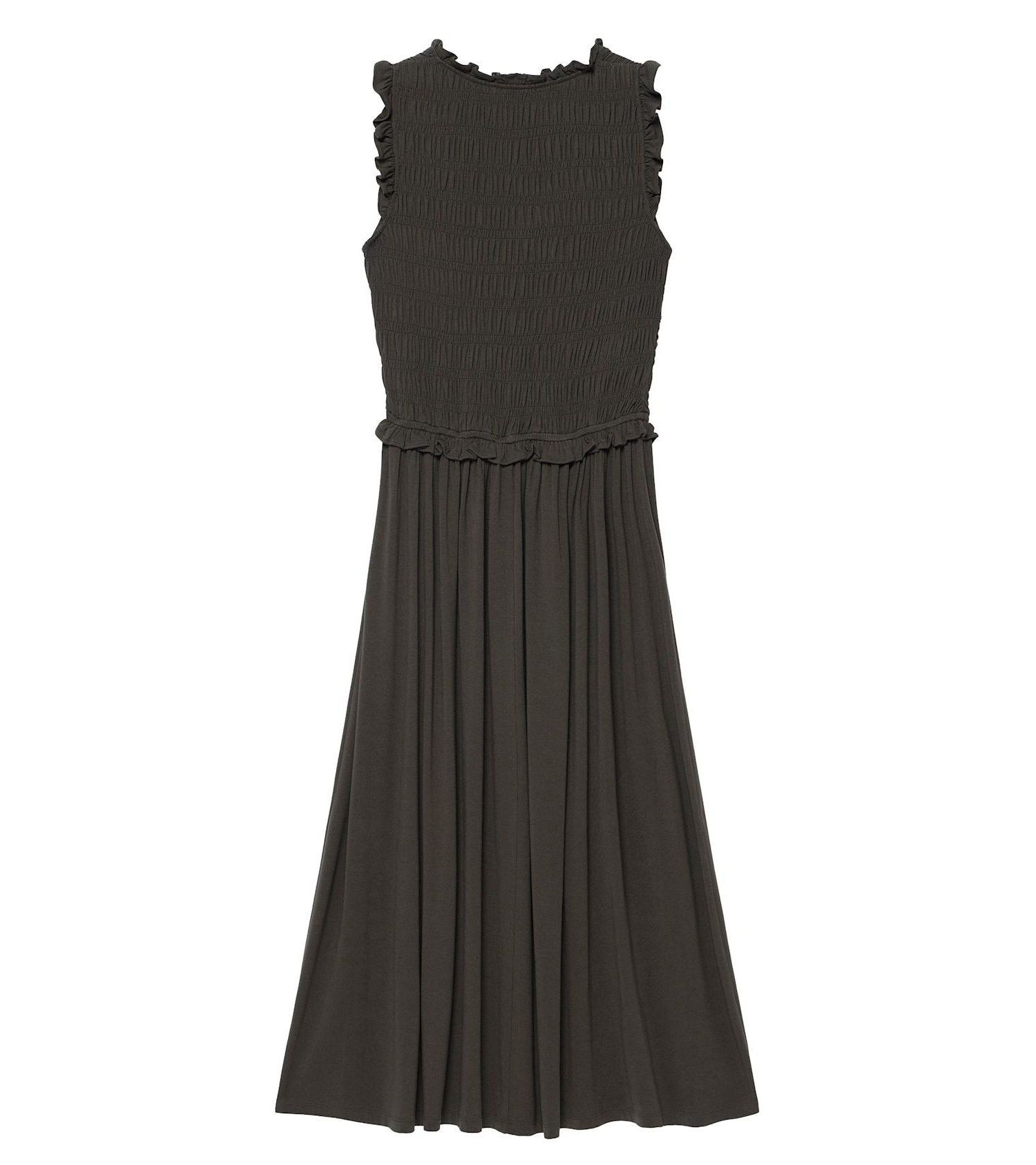 Women's Shirred Ruffle Midi Dress