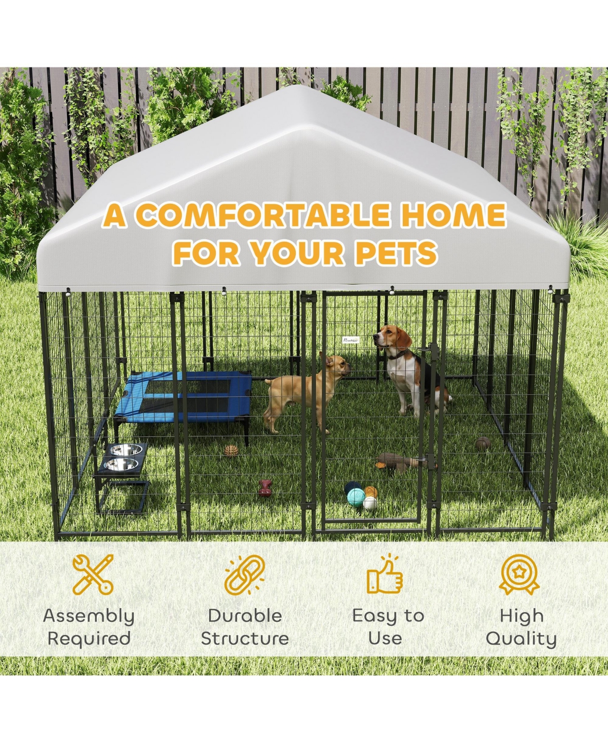 Ruie Outdoor Dog Kennel with Roof and Heavy Duty Welded Wire Run