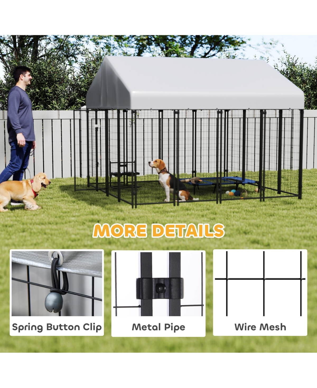 Ruie Outdoor Dog Kennel with Roof and Heavy Duty Welded Wire Run