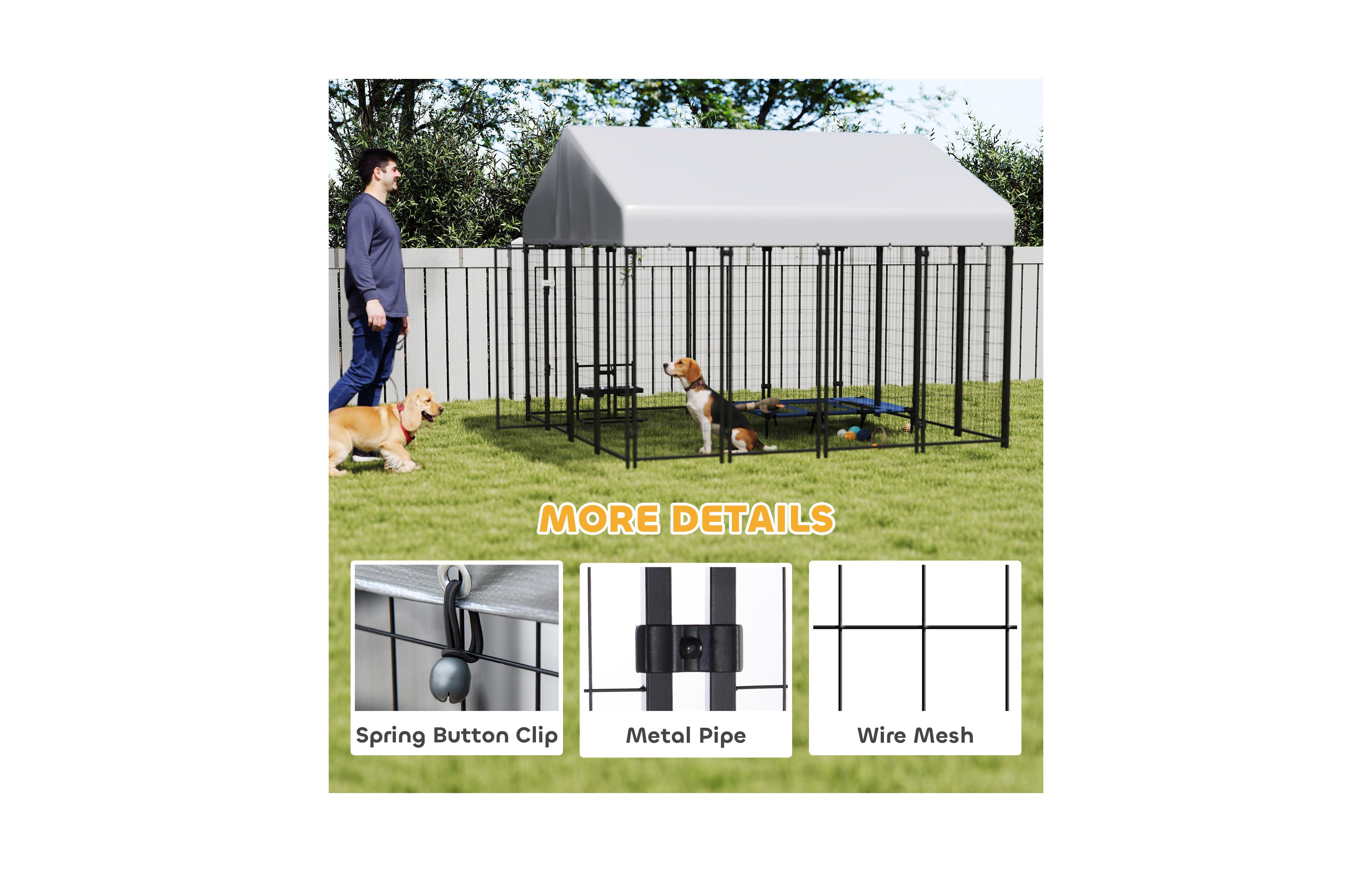 Ruie Outdoor Dog Kennel with Roof and Heavy Duty Welded Wire Run