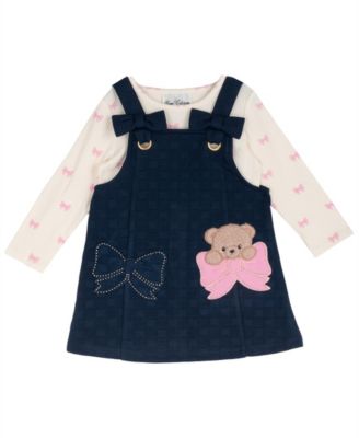 Toddler Girls' 2T-4T Bow Print Jumper and Long-Sleeve Top, 2-Piece Set
