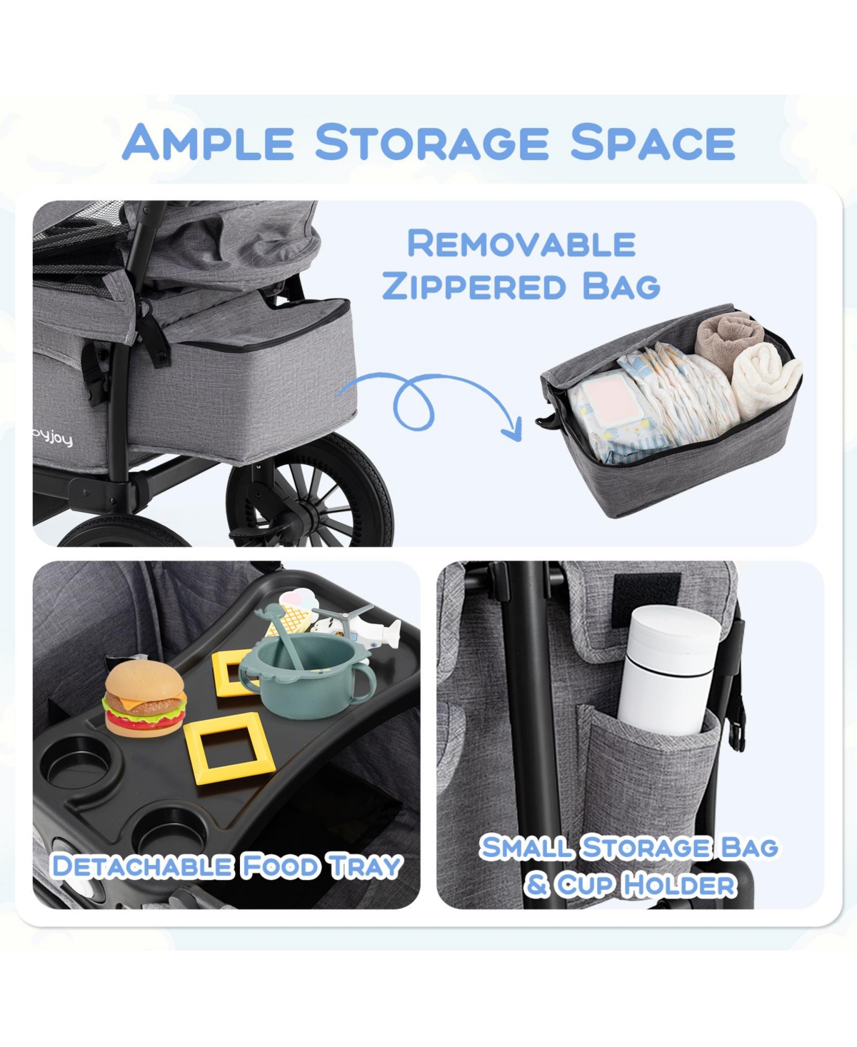 Costway Wagon Stroller for 2 Kids Push Pull Double Stroller