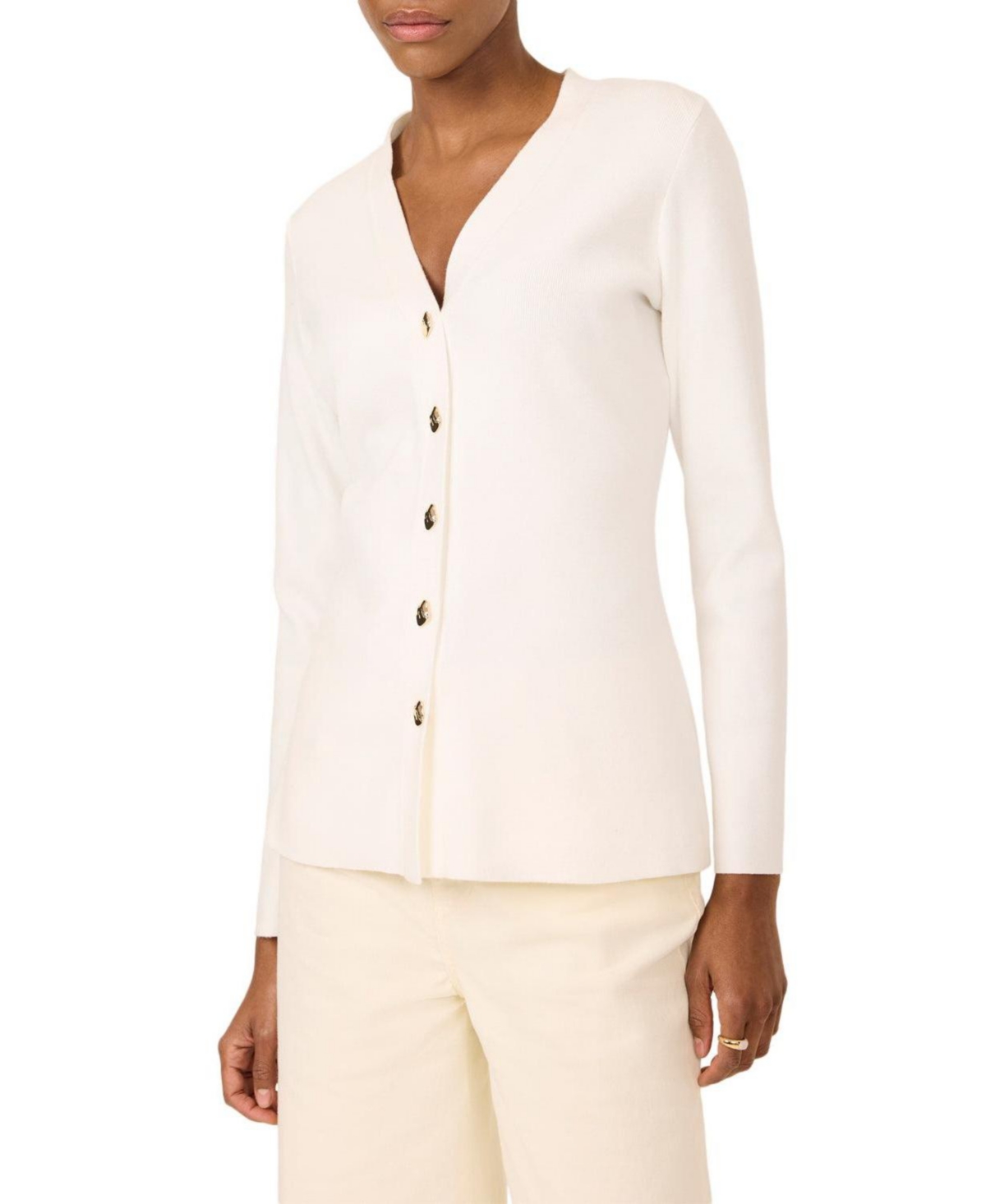 Mint Velvet Women's V Neck Longline Cardigan - Ivory