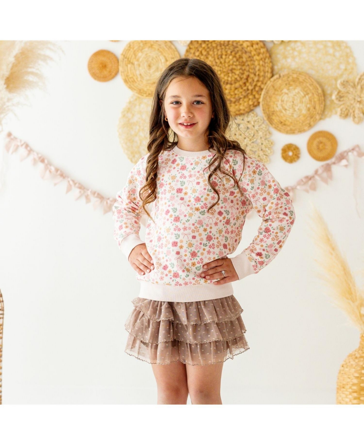 Sweet Wink Little Girls Berry Floral Sweatshirt