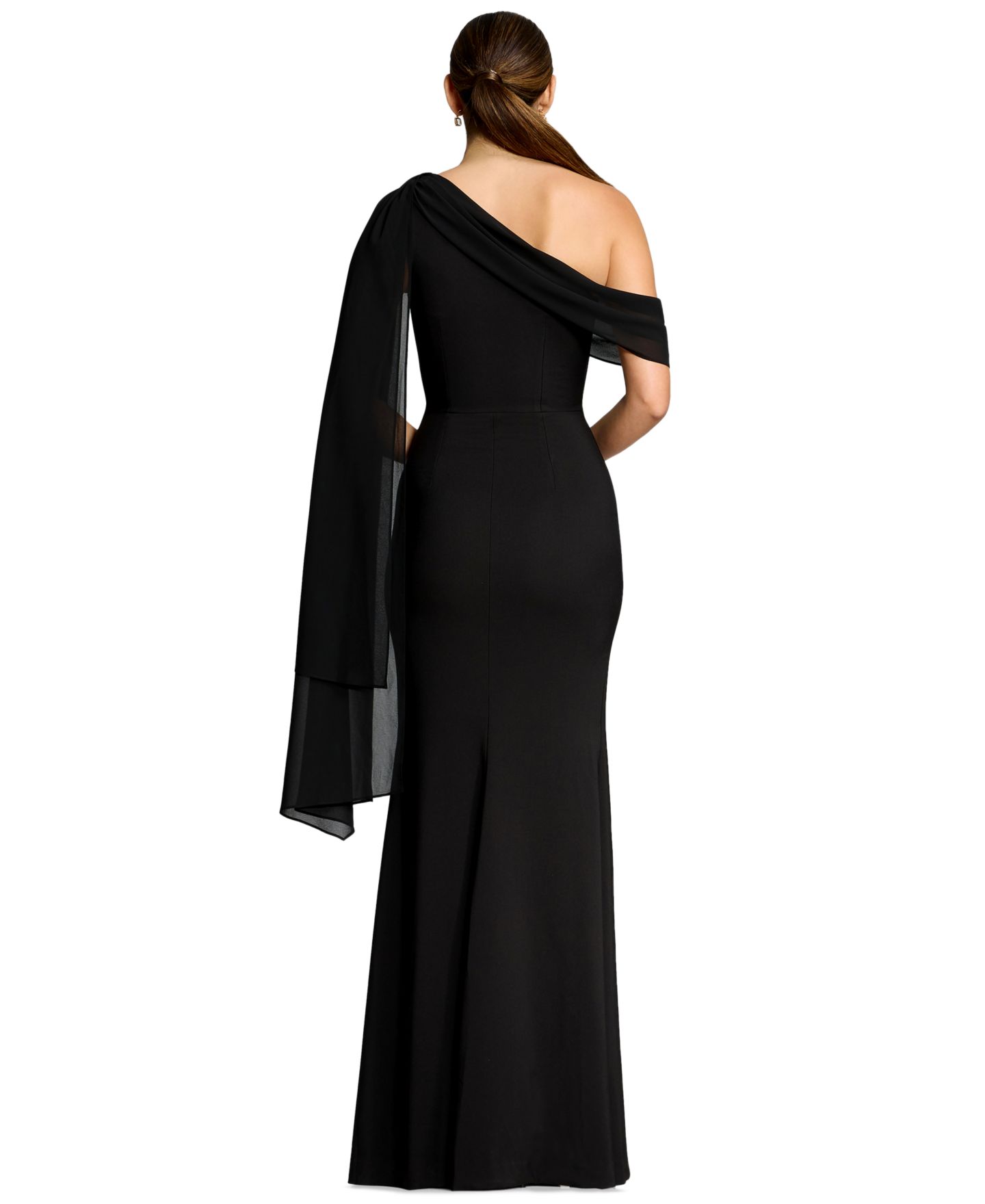 Женское платье Dress the Population One-Shoulder High-Slit A-Line Gown, цвет: Чёрный — фото 6