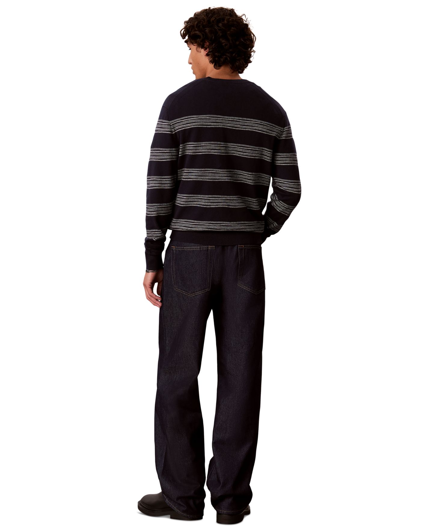 Мужской свитер Calvin Klein Space Stripe Crewneck, цвет: Dark Saphire — фото 5