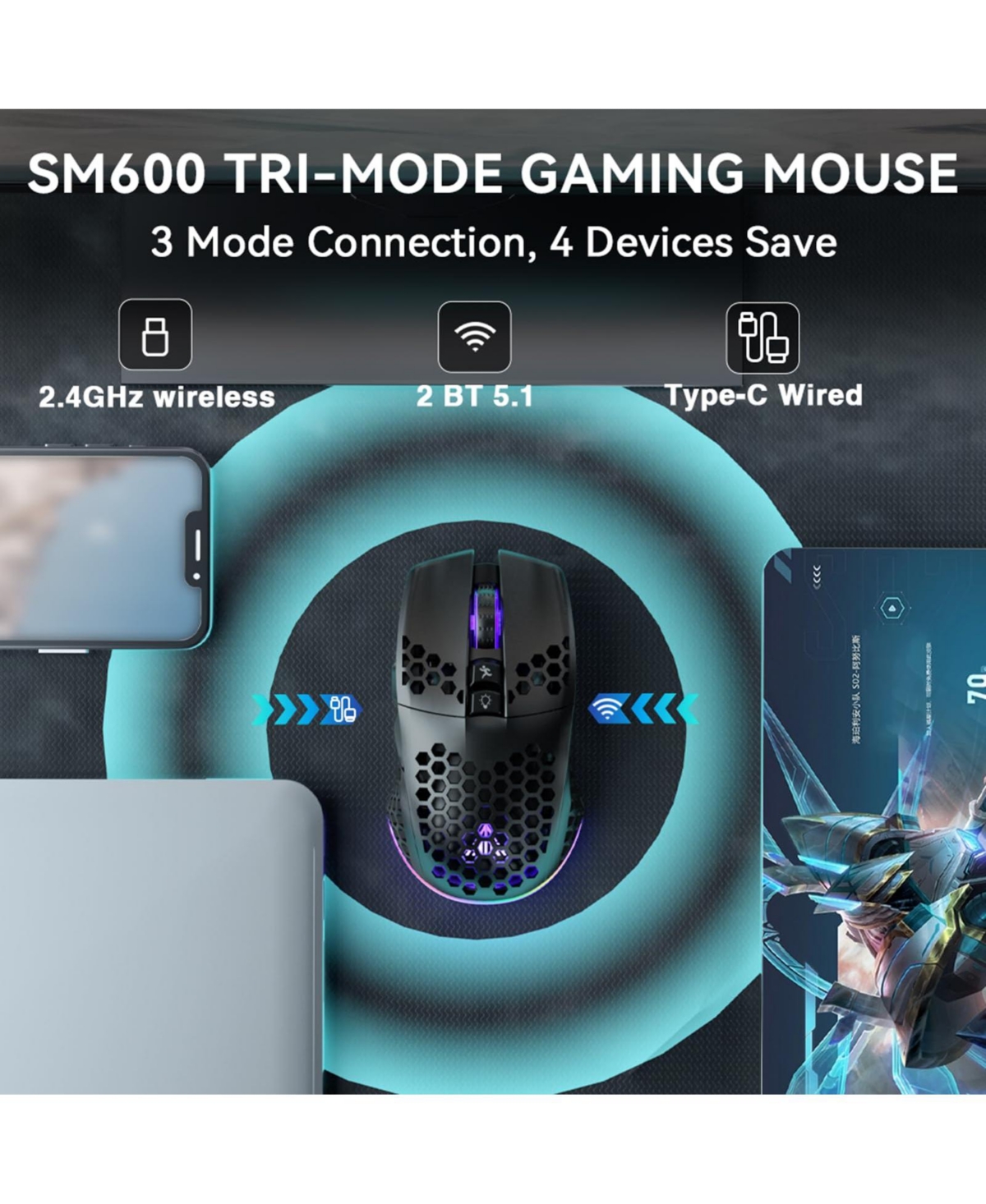 Lofree Tri-Mode Wireless Rgb Customizable Gaming Mouse