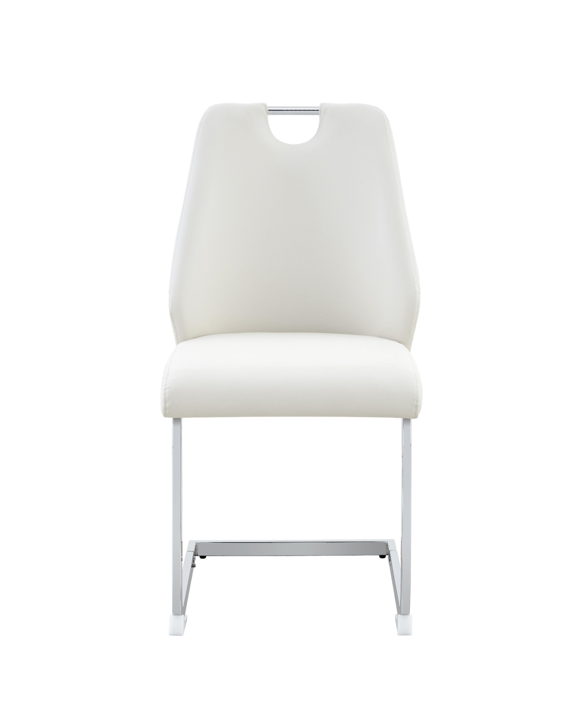 Flynama Set of 2 Mesh Pu High Back Dining Chairs, Back Ring Chrome Pull Handle Solid Iron Frame