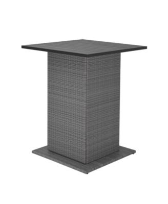 5-Piece Outdoor Wicker Bar Set with Hidden Storage and Cushions