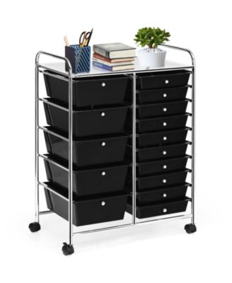 15-Drawer Rolling Storage Cart with Top Shelf