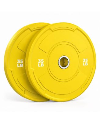 Bumper Plate Set 2 Inch Olympic Weight Plates Pair Tested Rubber Plates Steel Insert for Barbell Home Gym
