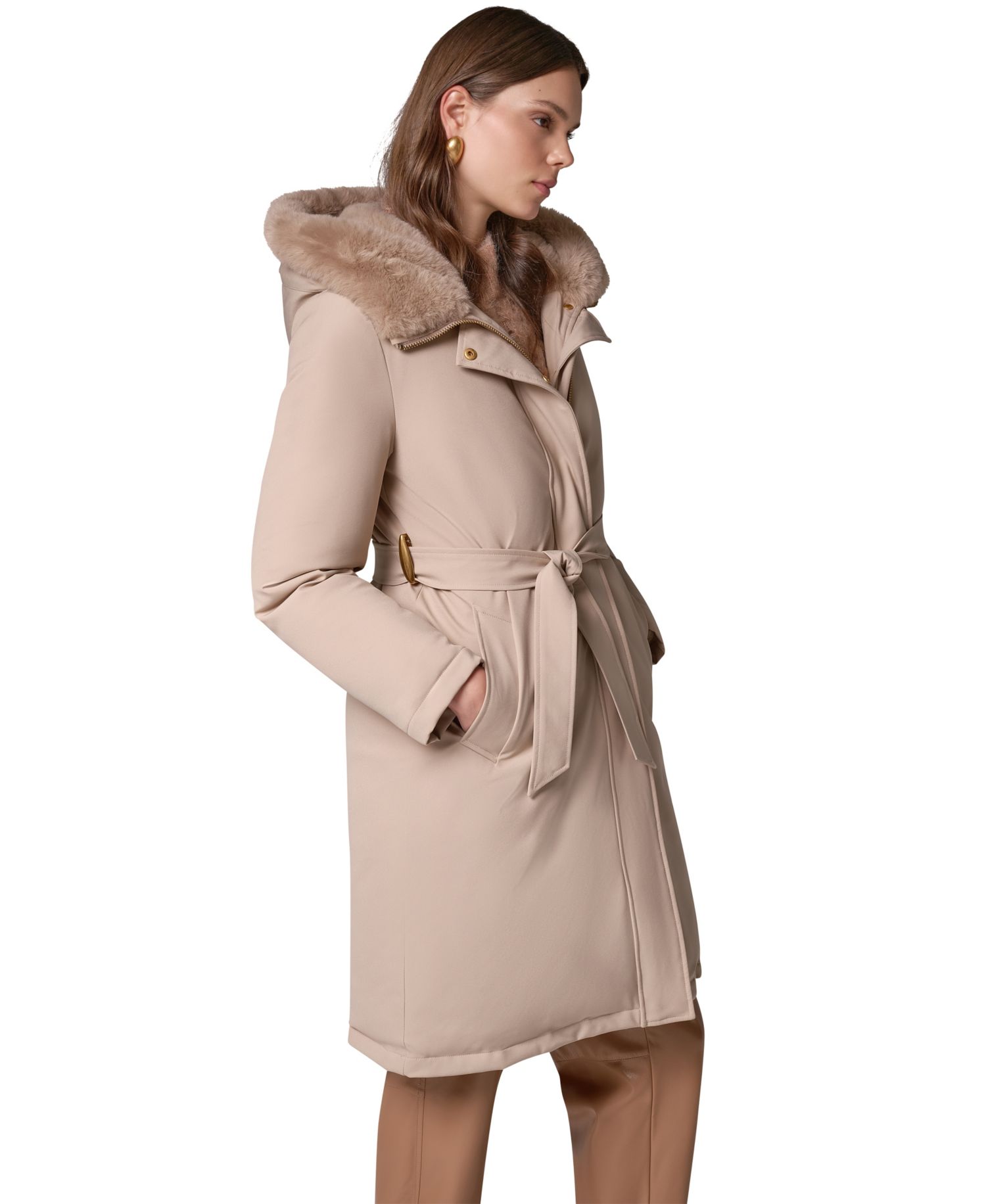 Women's Puffer Hooded Belted Coat