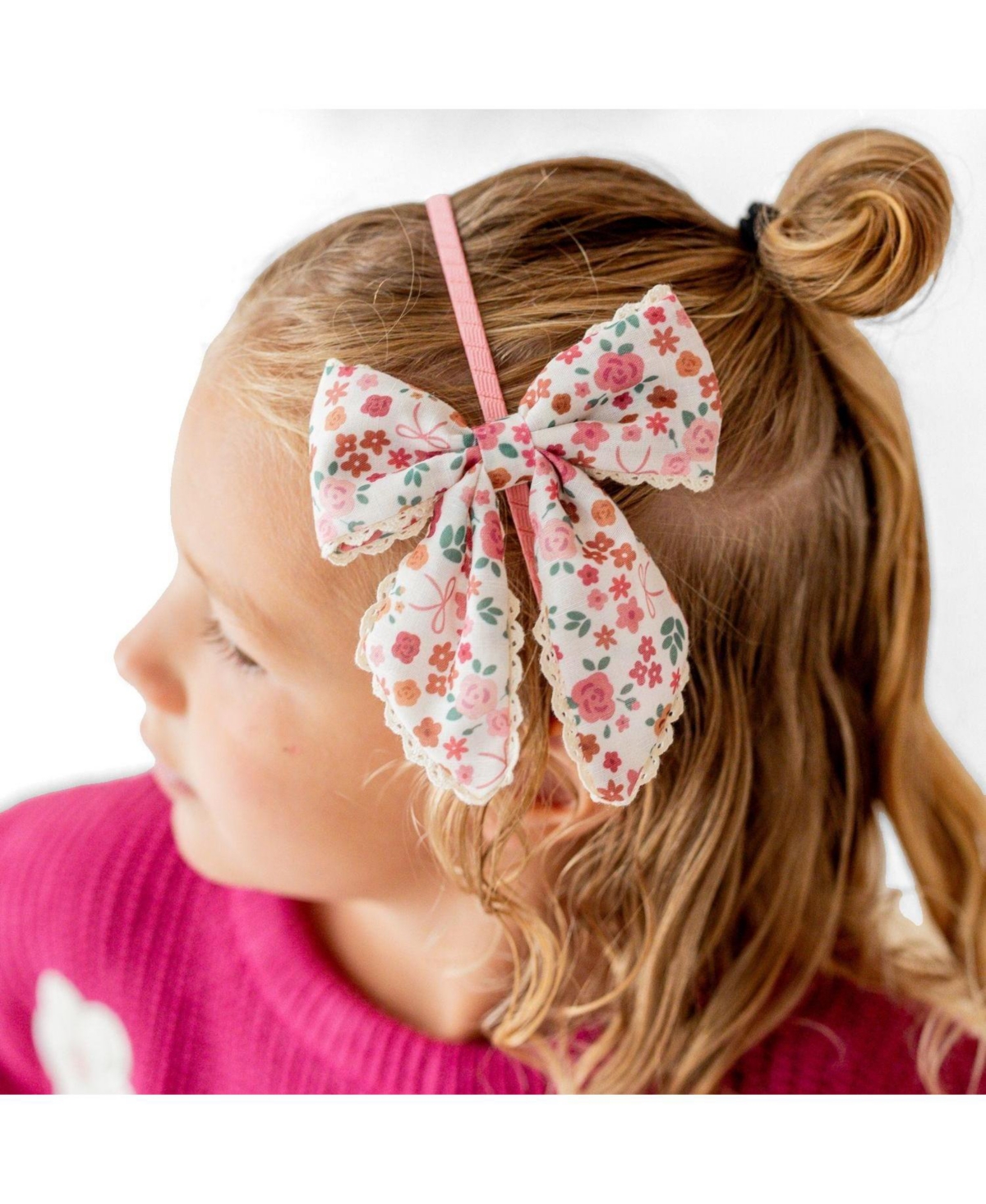 Sweet Wink Little and Big Girls Berry Floral Bow Headband