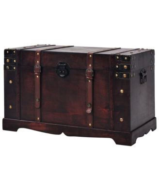 Vintage Treasure Chest Wood 26.0x15.0x15.7