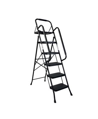  Folding 3-Step Steel Ladder with Handrail and Anti-Slip Pedals