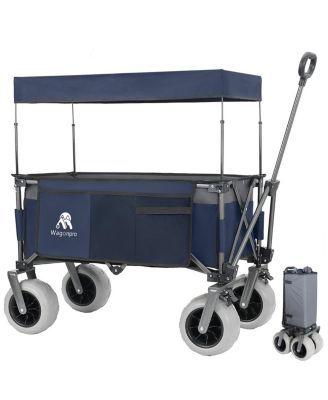 Heavy-Duty Utility Wagon Cart with Canopy and Beach Tires
