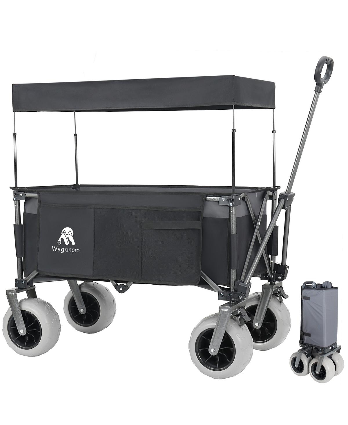 Streamdale Furniture Heavy Duty Folding Camping and Beach Wagon Cart with Canopy, 480LBS