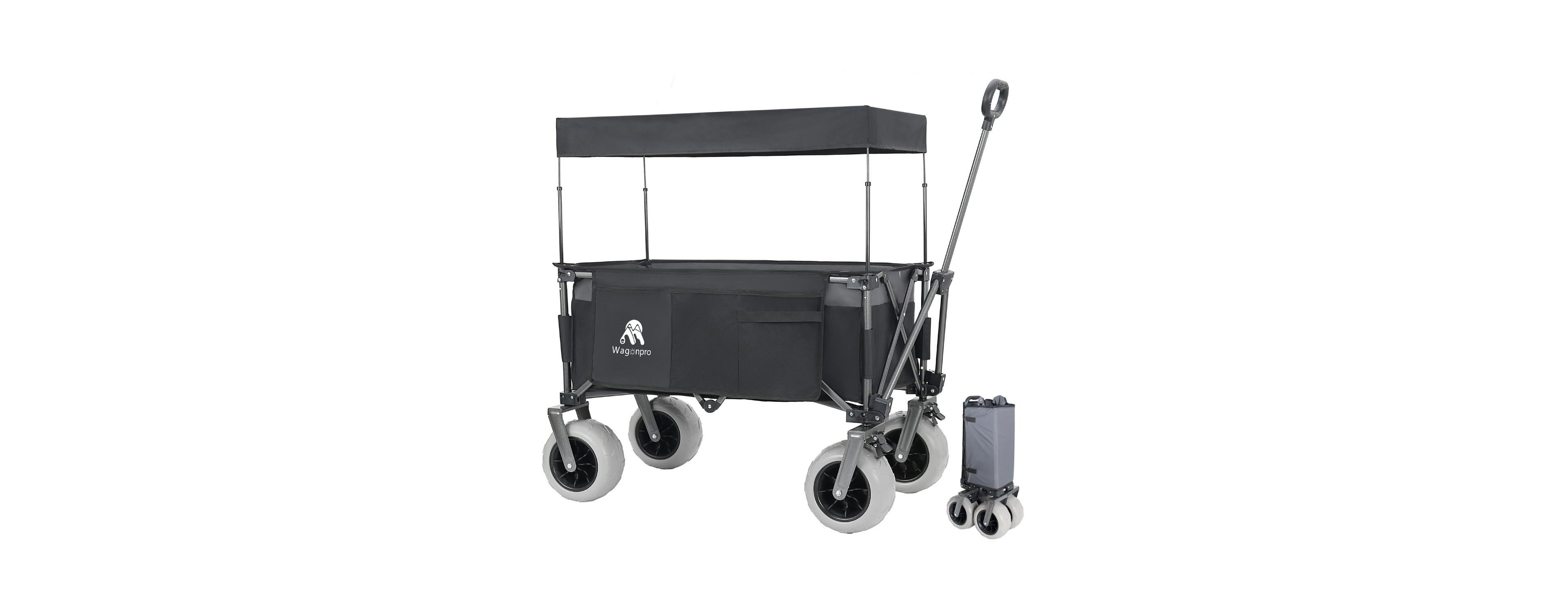 Streamdale Furniture Heavy Duty Folding Camping and Beach Wagon Cart with Canopy, 480LBS