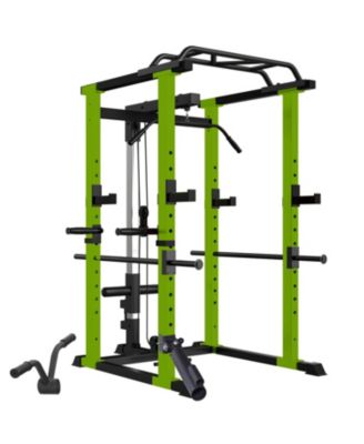 Power Rack with Lat Pulldown and Low Row, Multi-Function Home Gym Cage, 1001 lb Capacity
