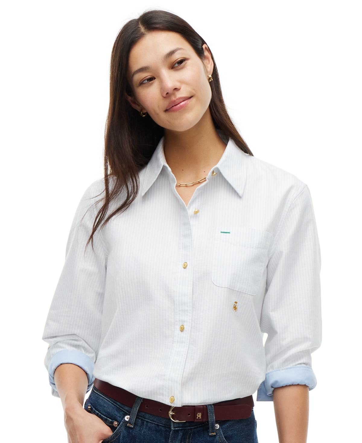 Tommy Hilfiger Women's American Oxford Ithaca Long-Sleeve Stripe Shirt