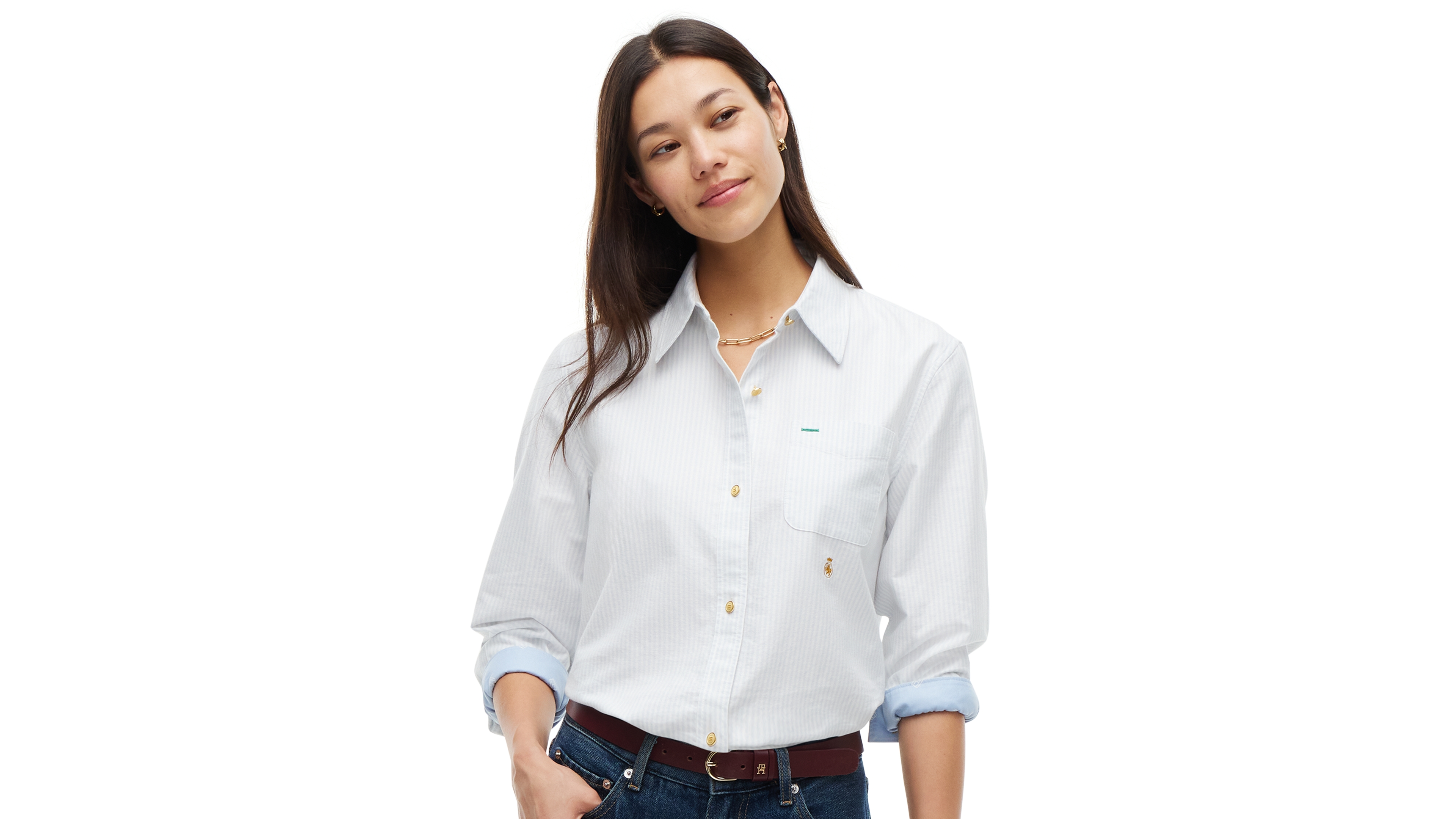 Tommy Hilfiger Women's American Oxford Ithaca Long-Sleeve Stripe Shirt