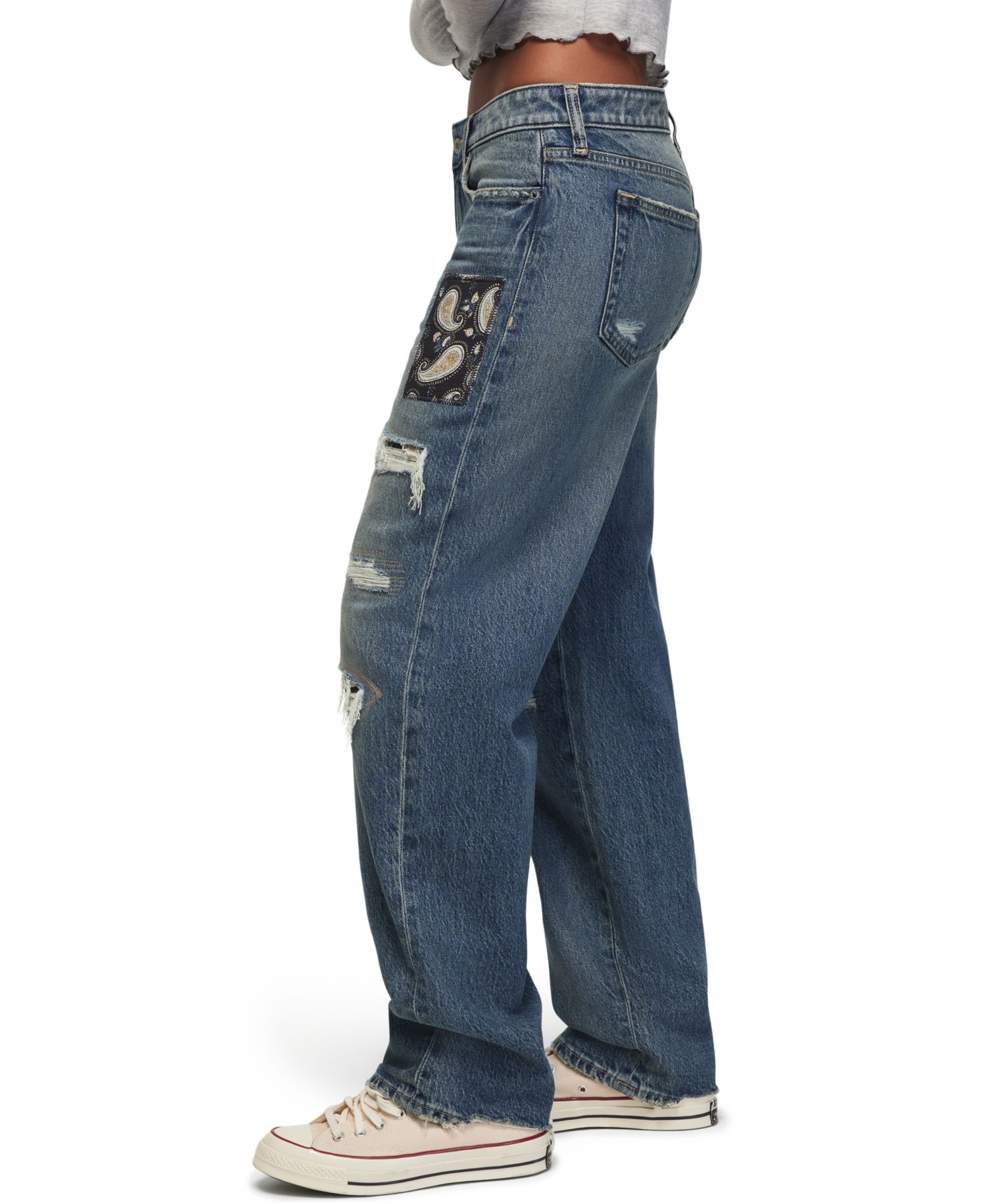 Women's Lucky Legend Patchwork Baggy Mid-Rise Bootcut Jeans
