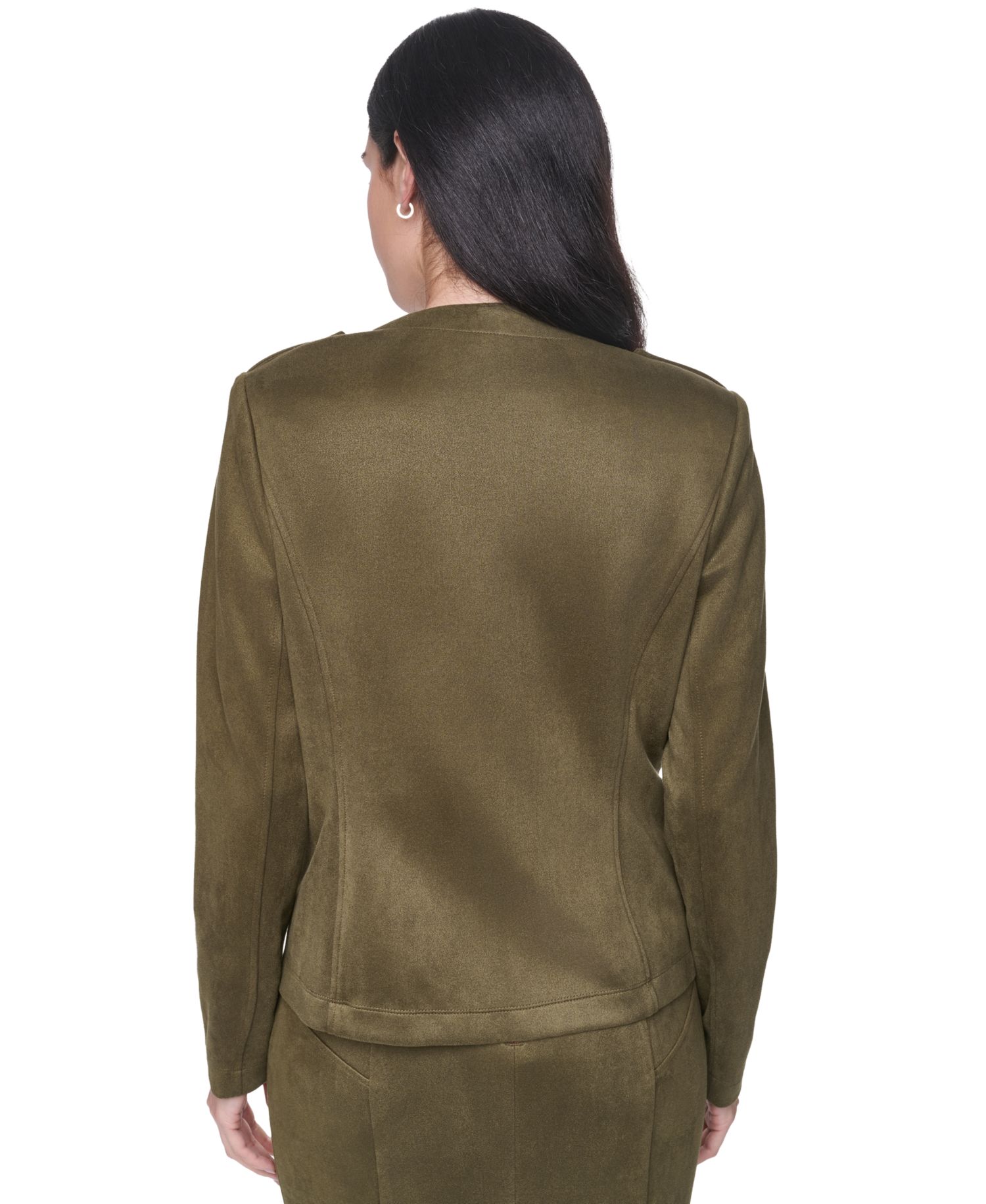 Women's Suede Collarless Band Jacket