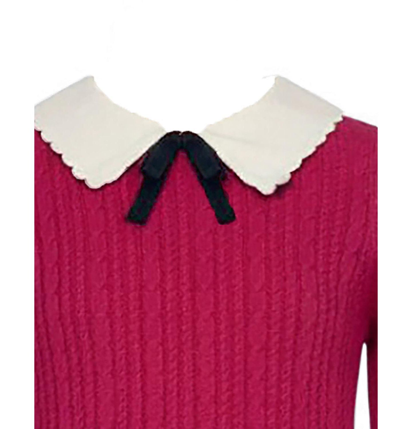 Платье Hope & Henry Organic Collared French Cable Sweater Dress для девочек, цвет: Яркий розовый — фото 2