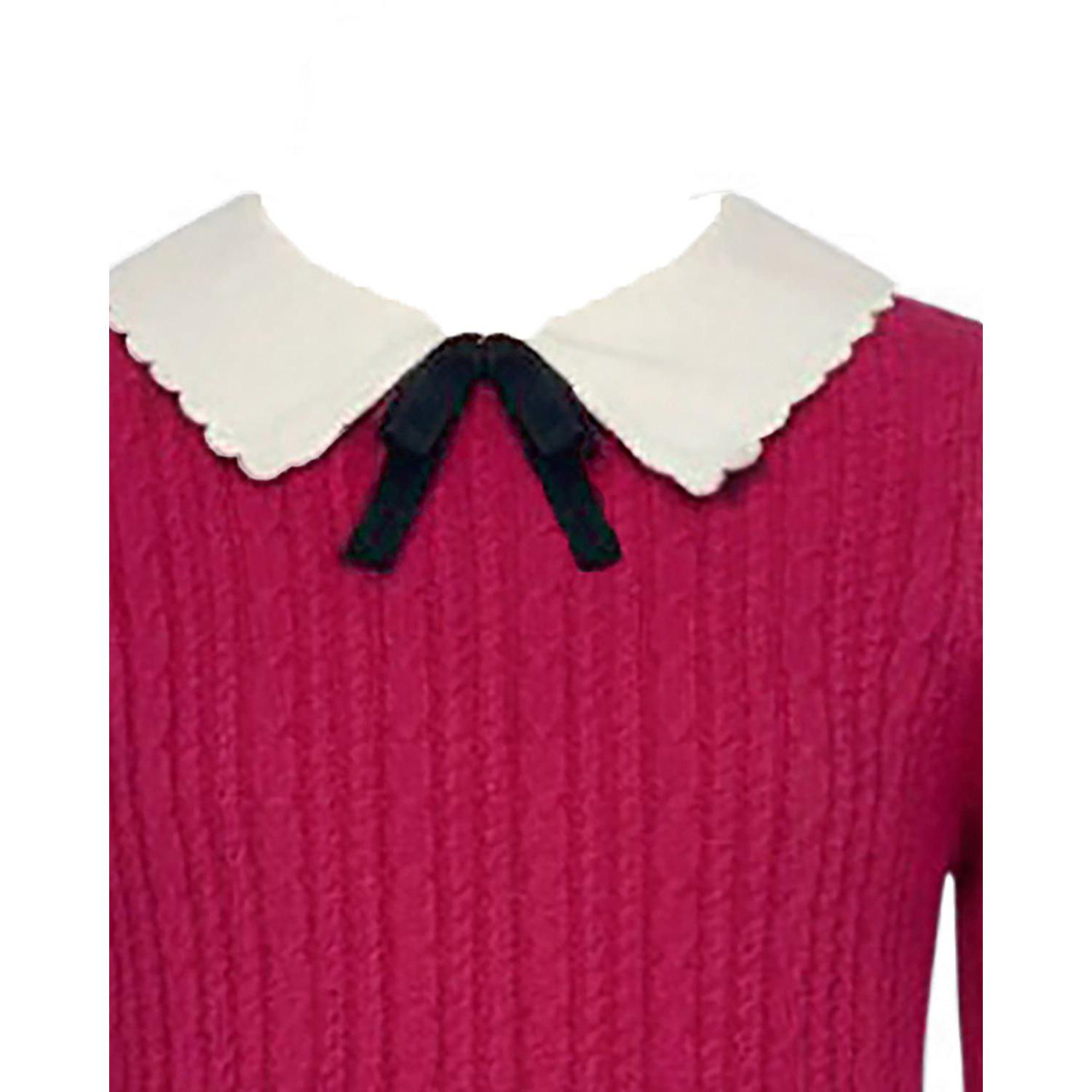 Little Girls 6-12 Organic Collared French Cable Sweater Dress