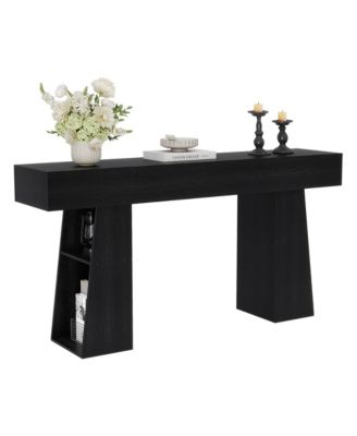 63" Entryway Table, Console Table for Entryway, Wood Sofa Table with Hidden Side Storage, Modern Hallway Table for Living Room, Foyer