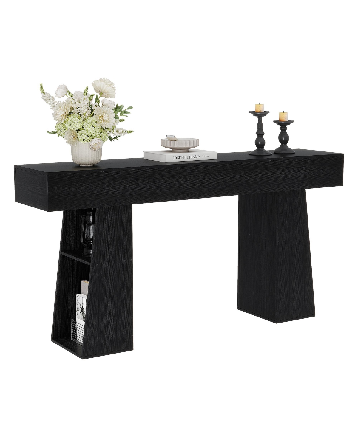 gaomon 63" Entryway Table, Console Table for Entryway, Wood Sofa with Hidden Side Storage, Modern Hallway Living Room, Foyer