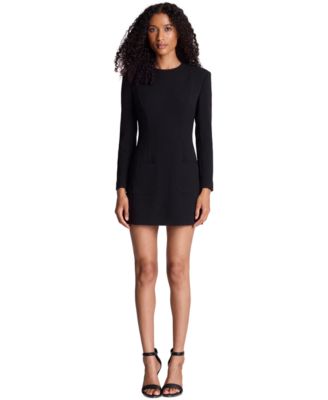 Women's Long-Sleeve Crewneck Textured-Crepe Mini Dress