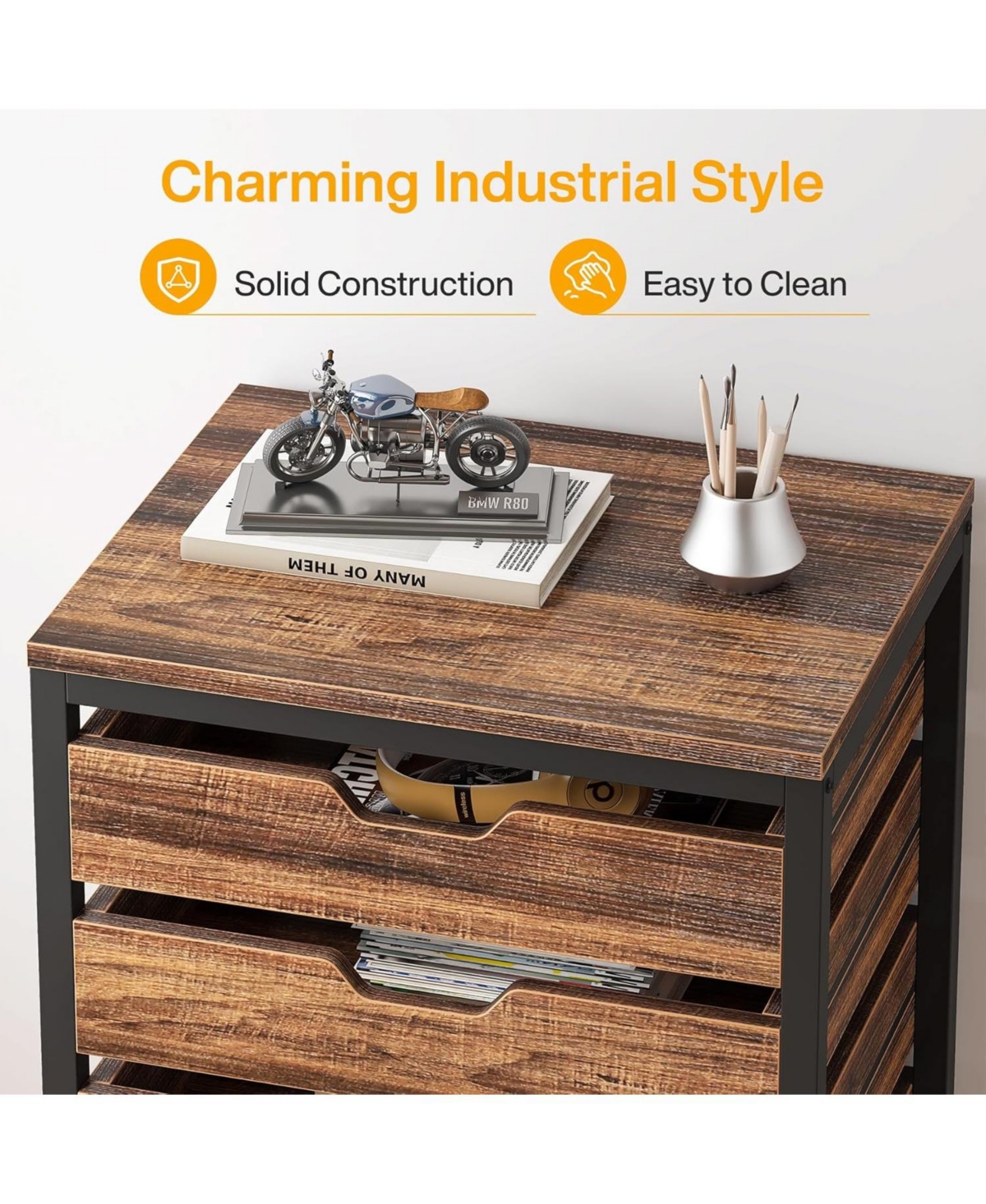 Tribesigns 7-Drawer File Cabinet, Wood Mobile Storage Drawer Unit