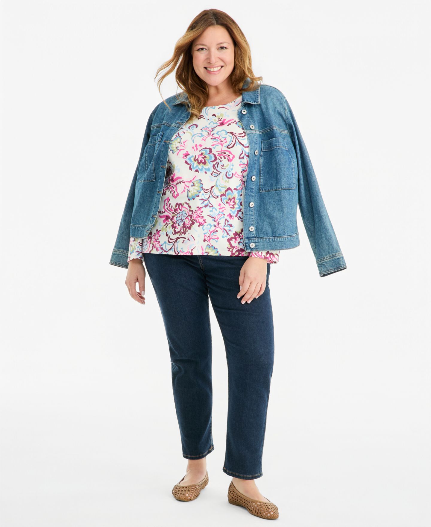Женская футболка Style & Co Plus Size Long-Sleeve Scoop-Neck, цвет: Ванильный — фото 2