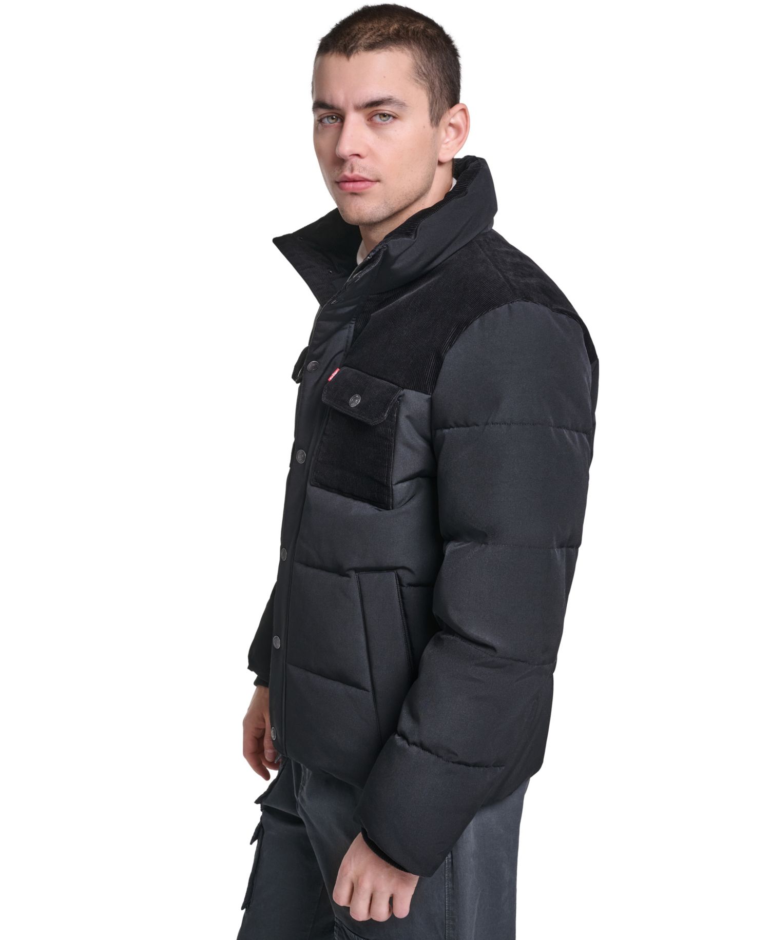 Men's Mixed-Media Puffer Jacket