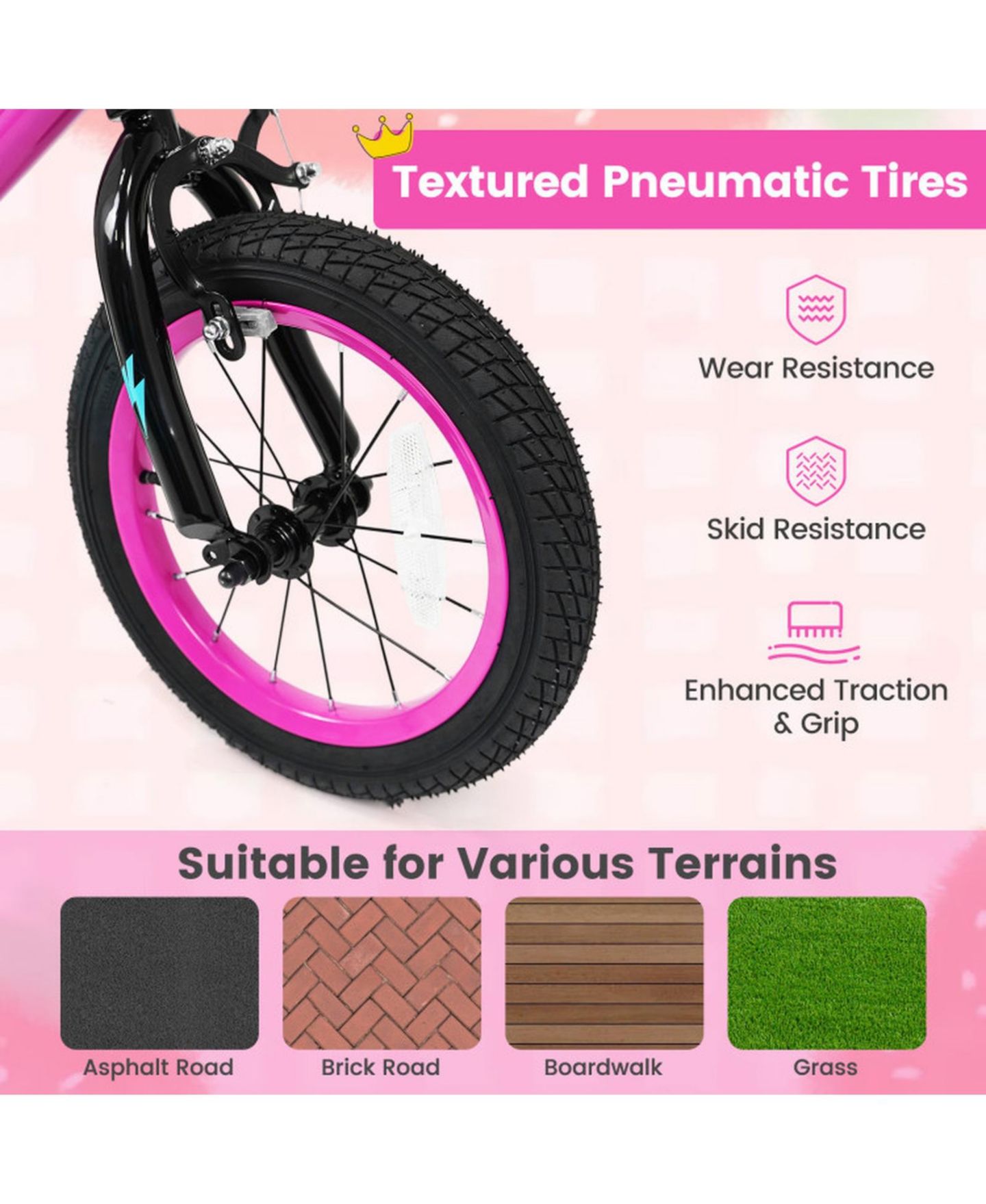Детская игрушка HONGGE 14-Inch Kids Bike with Training Wheels and Dual Braking System, Ages 3-5 — фото 5