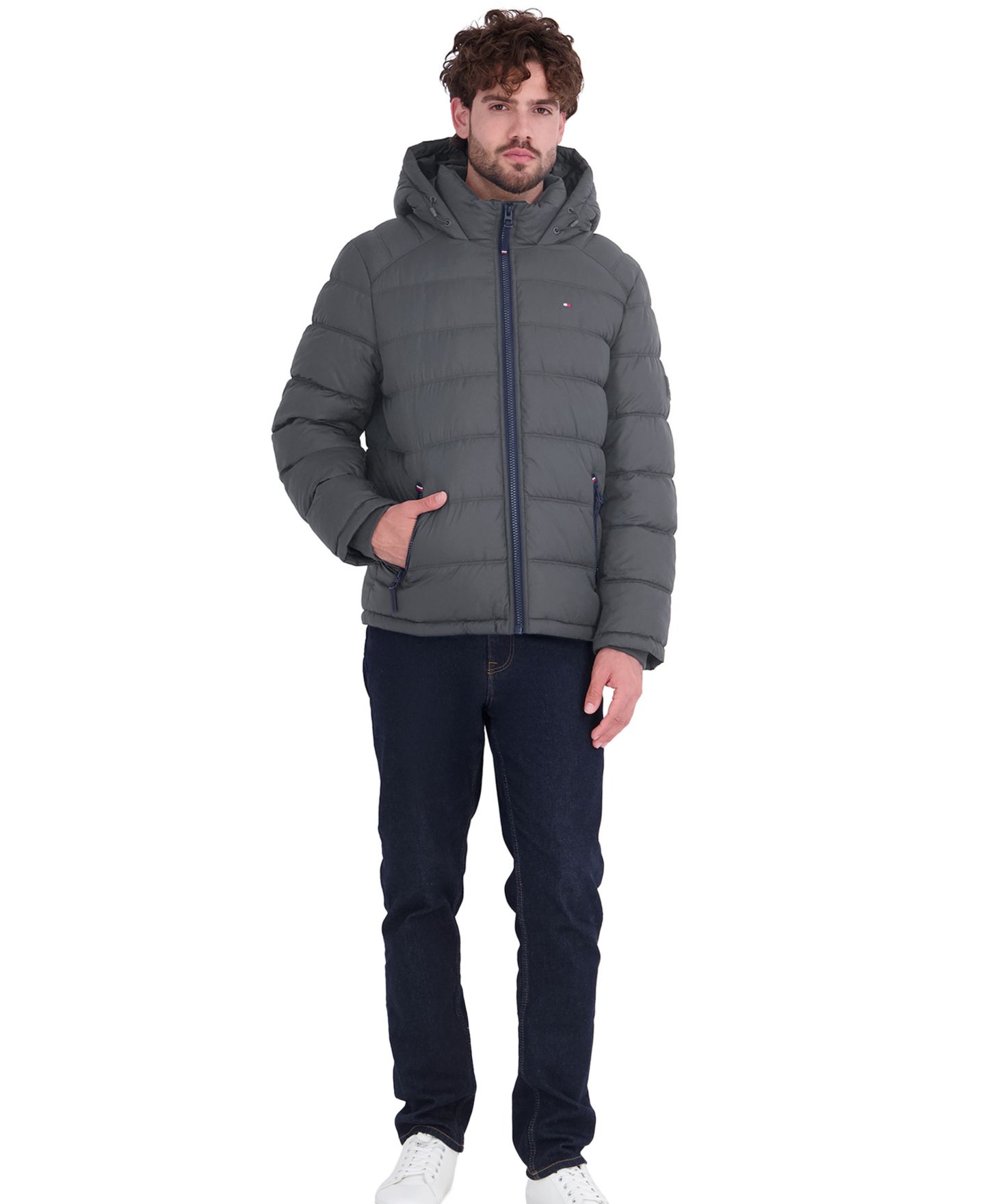 Мужская куртка Tommy Hilfiger Hooded Puffer, цвет: Угольный — фото 2