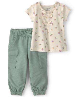 Baby Girls' Floral Print Top and Pants, 2-Piece Set