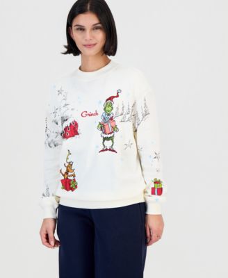 Juniors' Mock Neck Grinch Graphic Sweatshirt