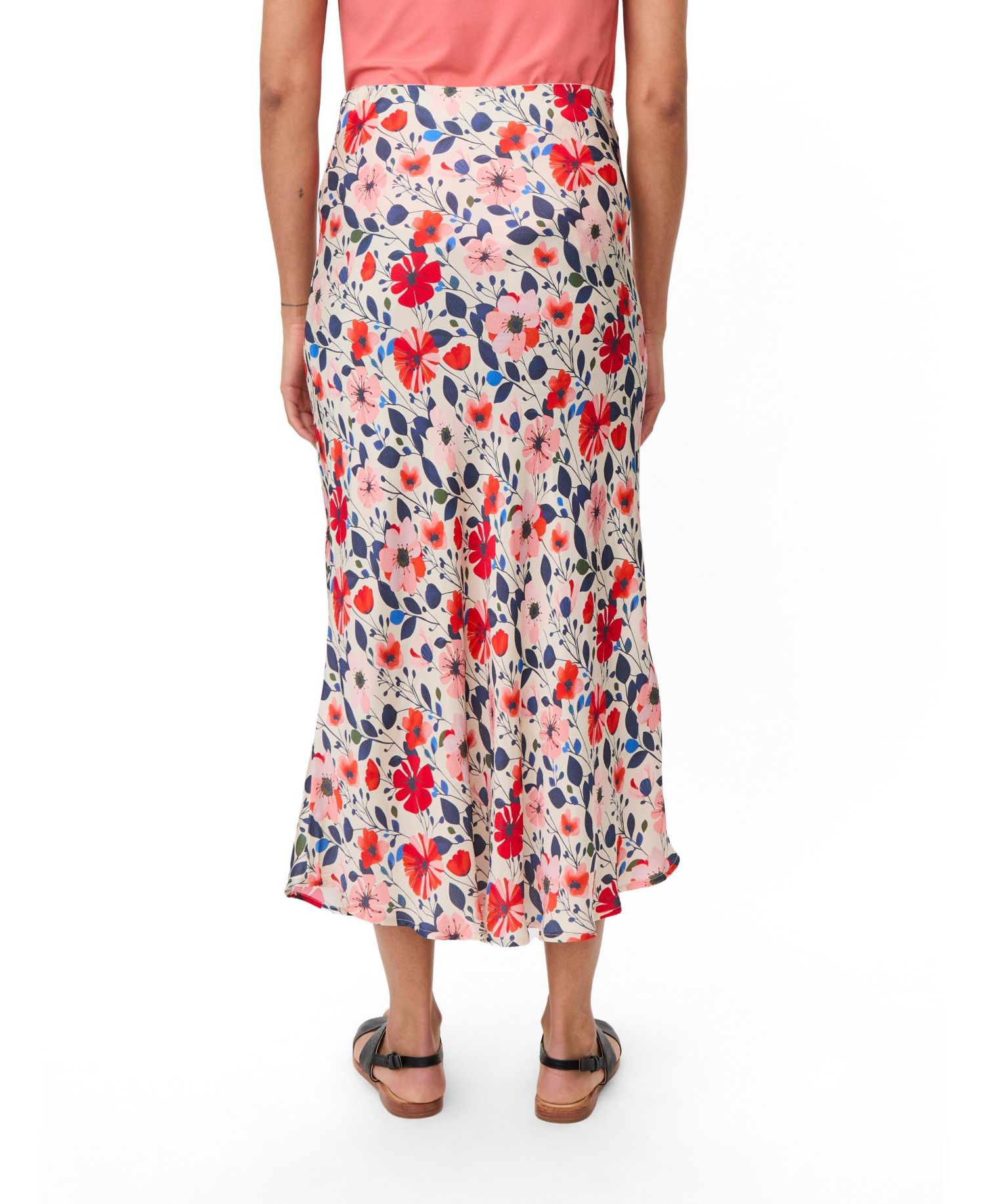 Women's High-Waist Floral Midi Skirt