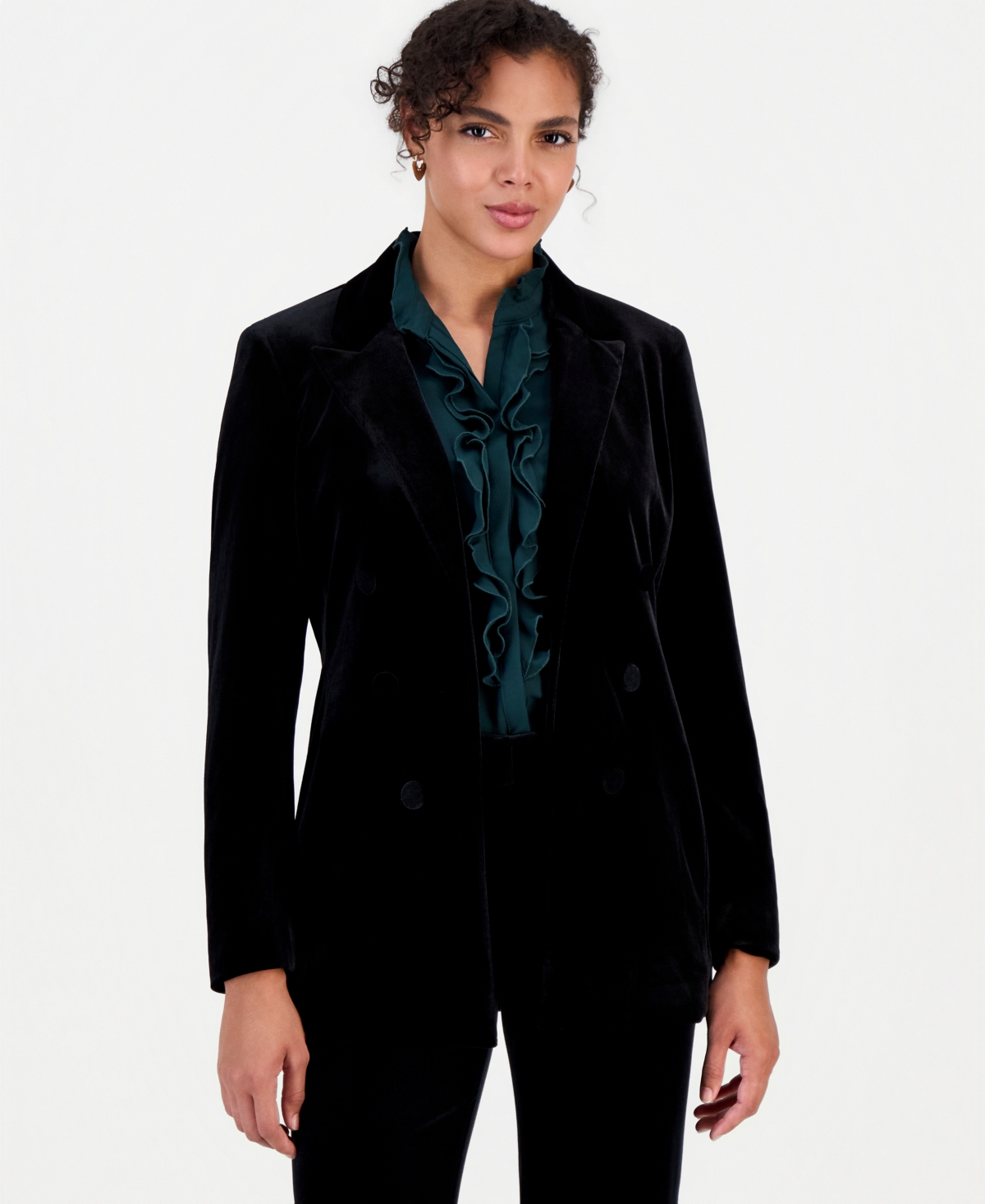 Bar Iii Women's Velvet Faux Double-Breasted Blazer, Macy's Exclusive