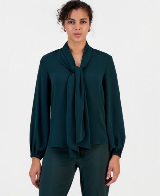 Women's Tie-Front Long Sleeve Blouse