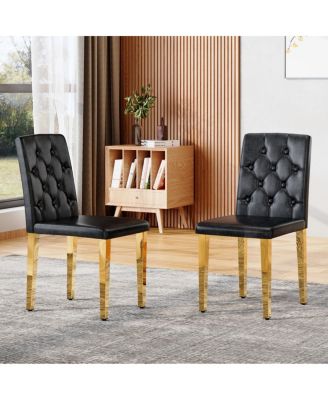 2-Pack PU Dining Chairs with Metal Legs