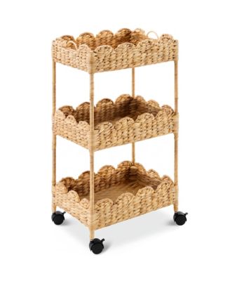 3-Tier Scalloped Rolling Nursery Caddy w/Wheels, Storage Utility Cart