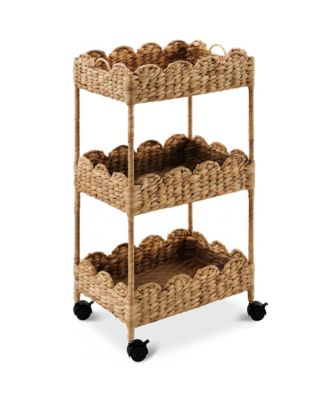 3-Tier Scalloped Rolling Nursery Caddy w/Wheels, Storage Utility Cart